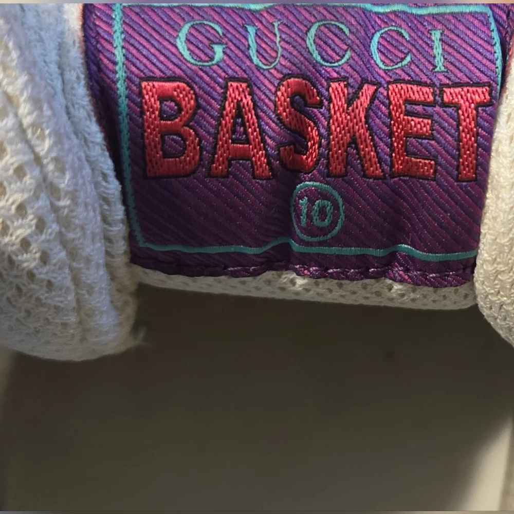 Gucci  Demetra GG Supreme Basket Low Top Sneakers Great White Green US Size 10 - Picture 6 of 8